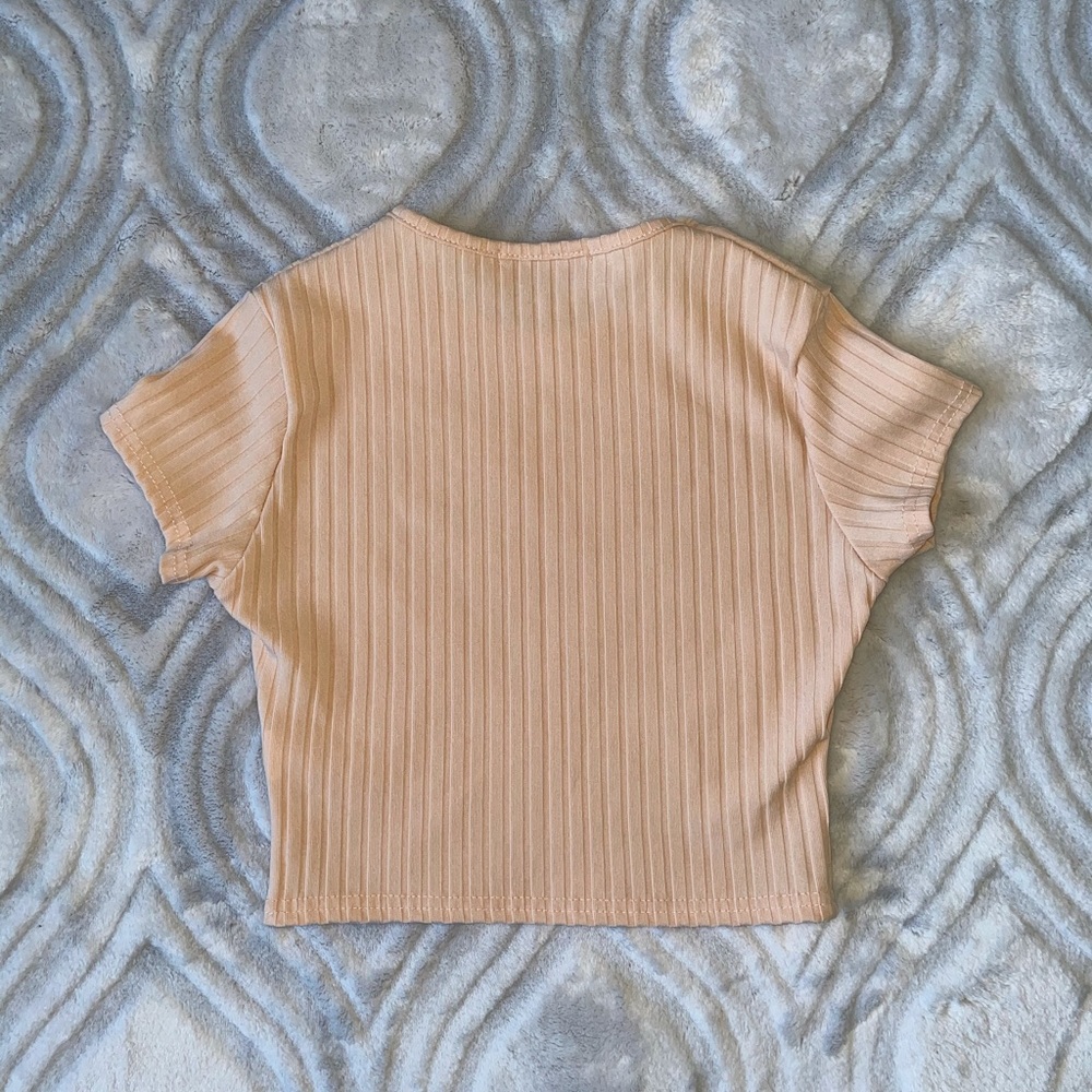 Peach Ribbed Crop Top - Picture 3 of 4